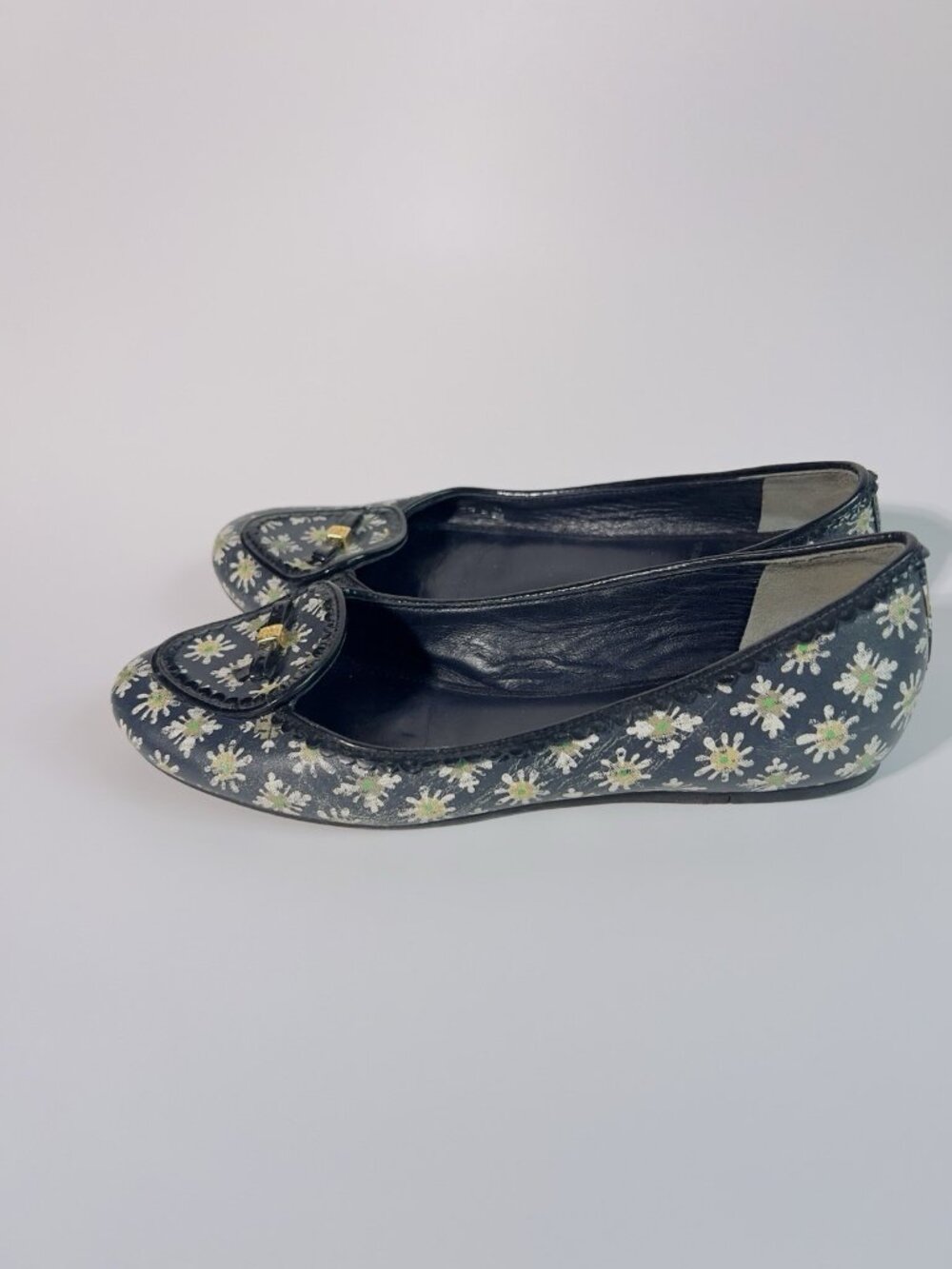 Tory Burch Reva Floral Print Ballet Flats Daisy Leather Size 8 M Rare - Picture 6 of 11